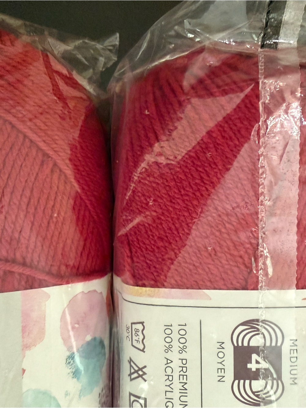 Lion Brand Soft Pink (Cerise) Acrylic Yarn - 4 Skeins - Picture 8 of 10